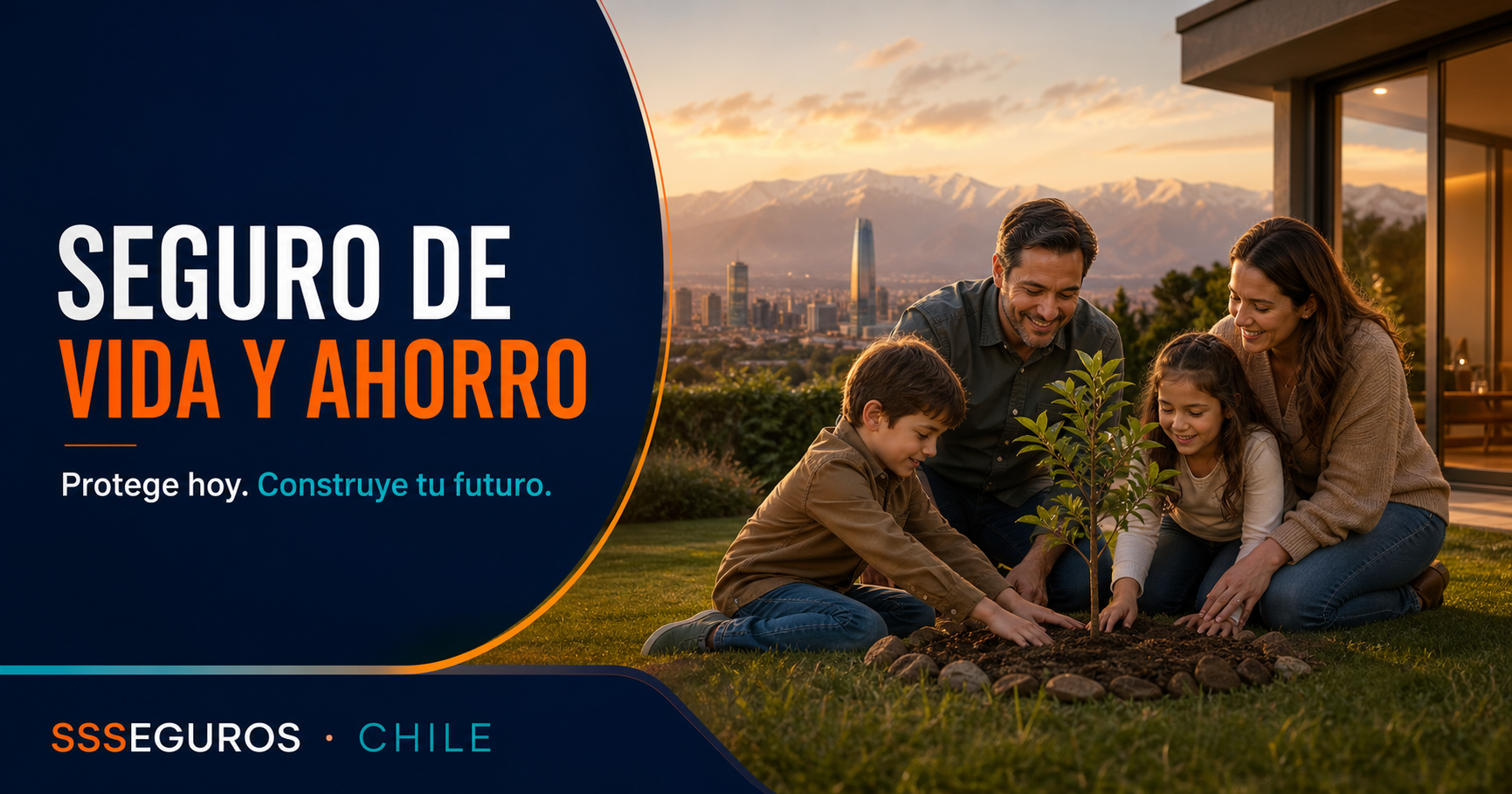 Familia protegida con seguro de vida y ahorro SSSEGUROS